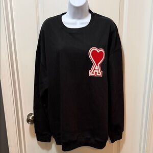 Black Sweatshirt with Red Heart Patch